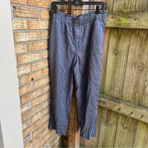 LOFT Women's Gray Paper Bag Pants 100% Lyocell